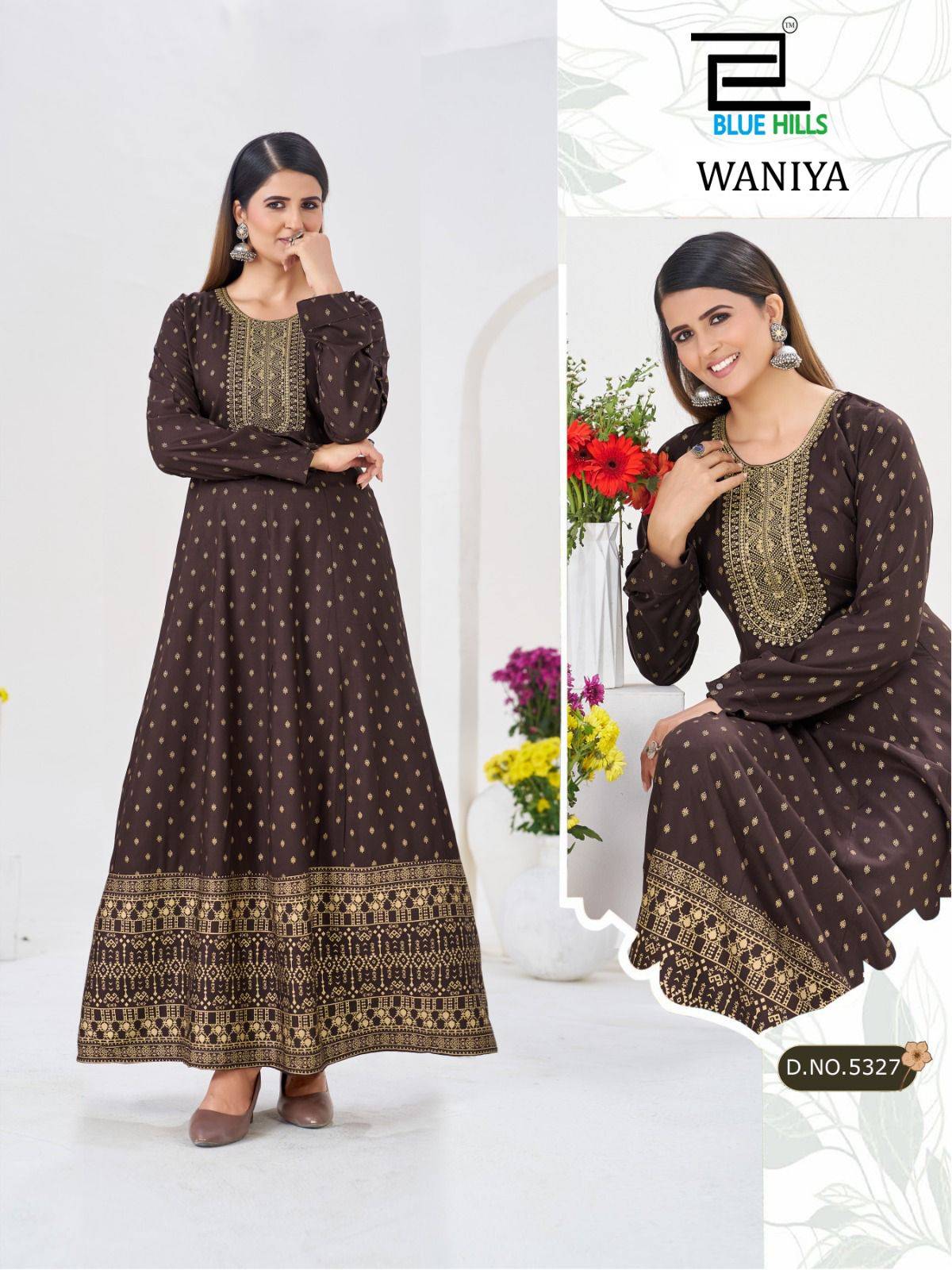 Waniya By BLUE HULLS 5323 To 5328 Series Designer Stylish Fancy Colorful Beautiful Party Wear & Ethnic Wear Collection Rayon 14kg Gown At Wholesale Price